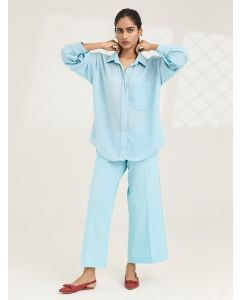Pastel Blue Cotton Co-ord Set- Set of 2