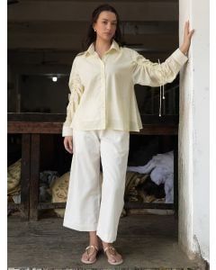 White Hand Block Printed Cotton Co-ord Set - Set of 2