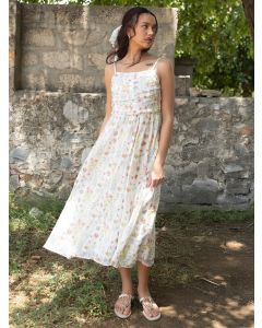 White Hand Block Printed Cotton Dress