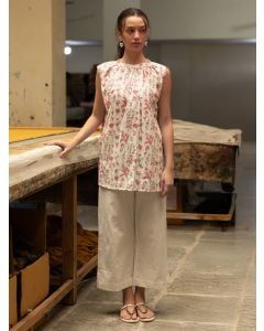 White Hand Block Printed Cotton Top
