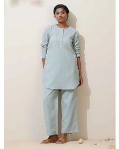 Blue Crochet Lace Cotton Co-ord Set- Set of 2