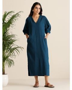 Blue Cotton Blend Dress