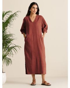 Rust Cotton Blend Dress