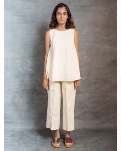 White Patch Work Organic Cotton Co-ord Set- Set of 2