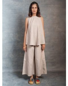 Beige Patch Work Organic Cotton Co-ord Set- Set of 2