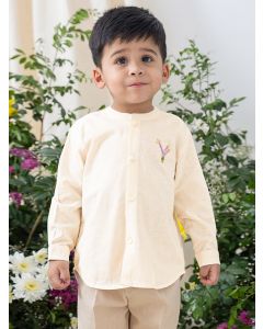Cream Embroidered Cotton Shirt