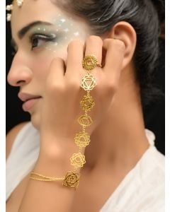 Gold Toned Handcrafted Silver Hathphool