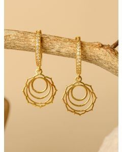 Gold Toned Handcrafted Silver Hoop Earrings