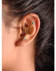 Gold Toned Handcrafted Silver Ear Pin