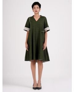 Green Embroidered Cotton Dress