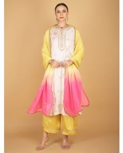 Ivory Embroidered Georgette Suit- Set of 3