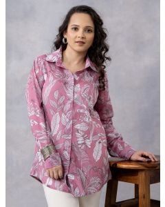 Pink Printed Cotton Mulmul Shirt