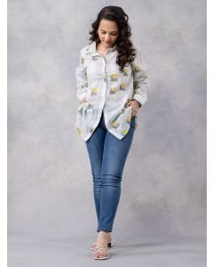 Grey Printed Cotton Mulmul Shirt