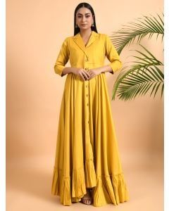Yellow Cotton Silk Dress