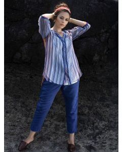 Blue Peach Hand Block Printed Kota Co-ord Set - Set of 2