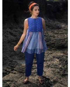 Blue Hand Block Printed Kota Co-ord Set - Set of 2