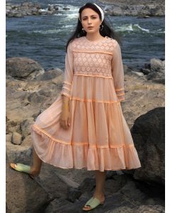 Peach Lace Work Kota Dress