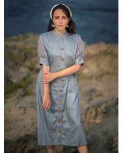 Grey Cotton Silk Dress