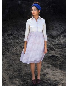 Ivory Hand Block Printed Cotton Silk Dress