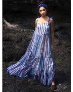 Blue Hand Block Printed Kota Dress