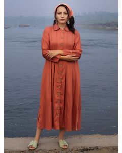 Orange Cotton Silk Dress
