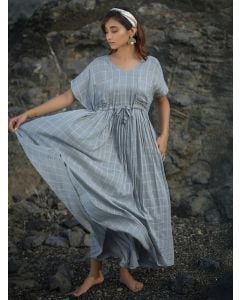 Grey Cotton Dobby Dress