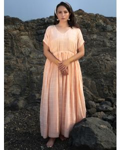 Peach Cotton Dobby Dress