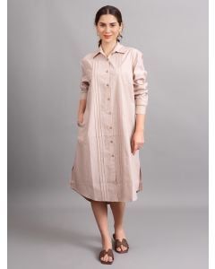 Beige Cotton Poplin Dress