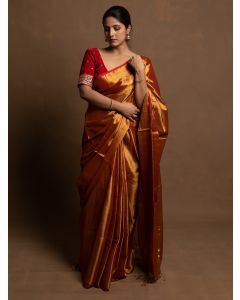 Golden Zari Cotton Tissue Saree