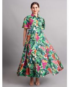 Multicolor Printed Cotton Mulmul Dress