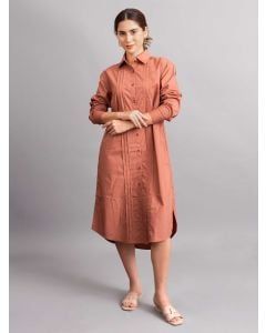 Rust Cotton Poplin Dress