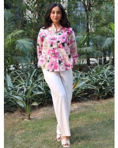 Pink Printed Cotton Shirt