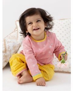 Pink Cotton Lurex Kurta with Dhoti Pants - Set of 2
