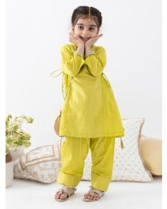 Green Cotton Lurex Kurta with Salwar - Set of 2