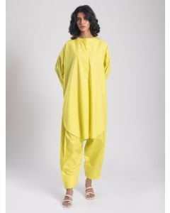 Yellow Cambric Poplin Kurta with Salwar- Set of 2