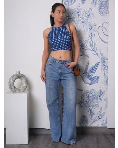 Blue Checkered Cotton Top