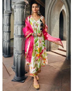 Fuchsia Organza Dupatta