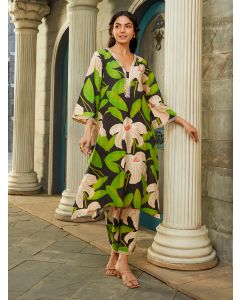 Black Printed Cotton Kurta