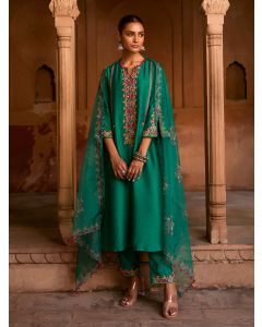 Green Printed Organza Dupatta