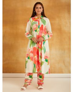 Ivory Printed Cotton Cambric Kurta