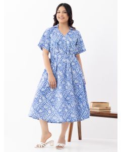 Blue Hand Block Printed Cotton Dress