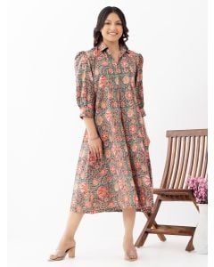 Multicolor Hand Block Printed Cotton Dress