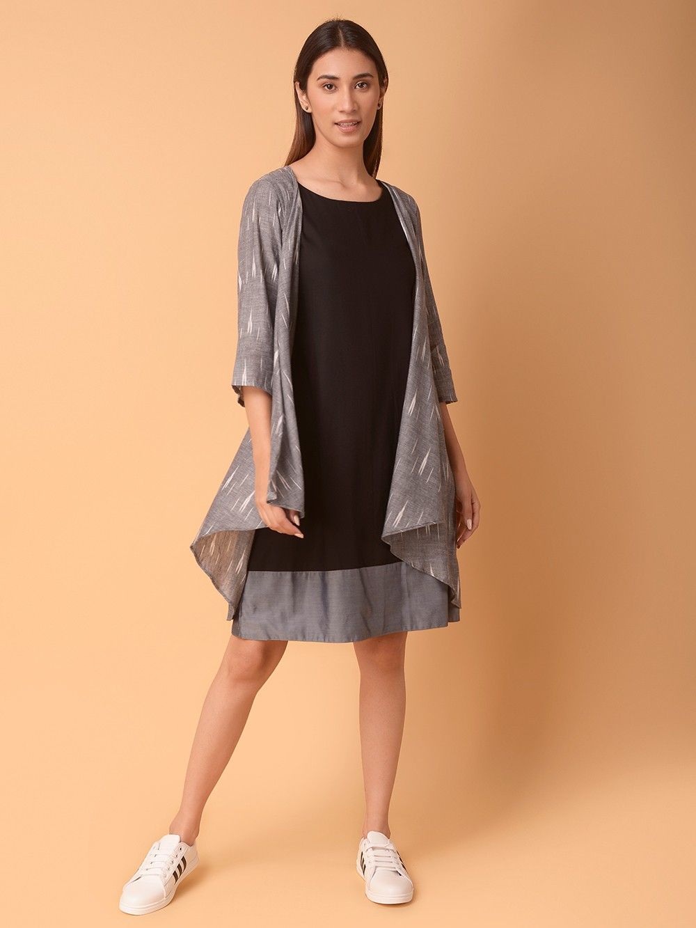 Grey Ikat Cotton Shrug