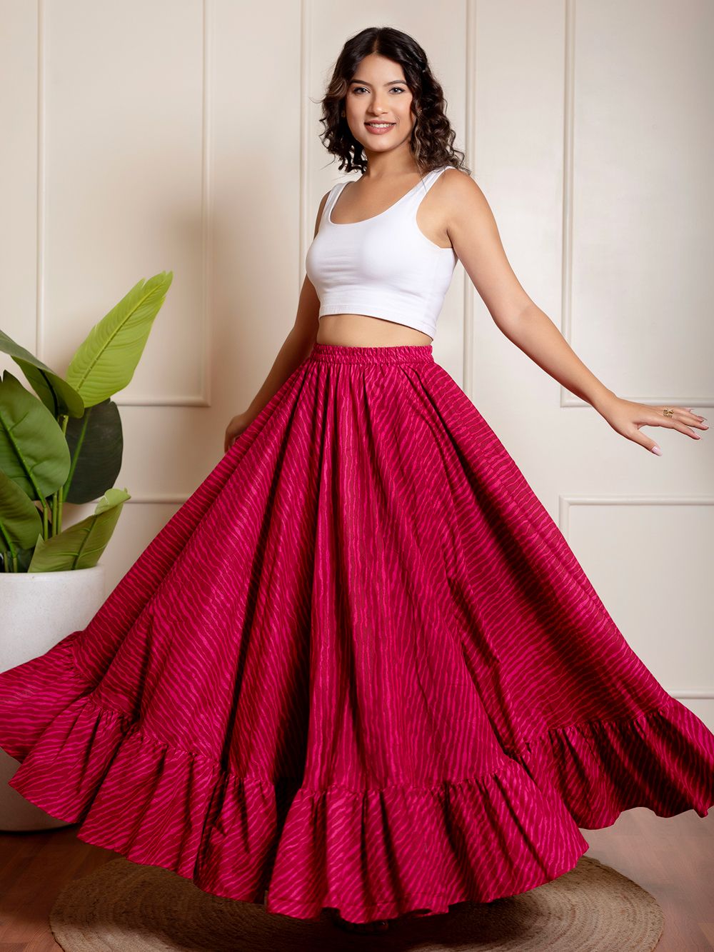 Pink Leheriya Cotton Skirt