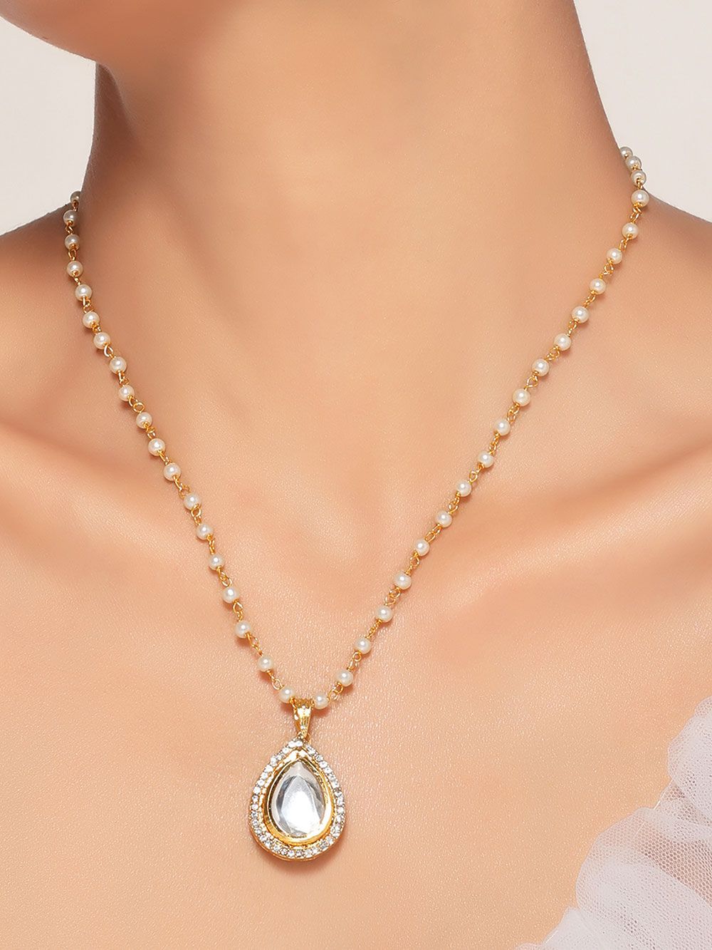 ETCHED MOTIF NECKLACE GOLD BRASS main image 0