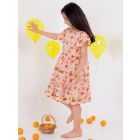 Peach Hand Block Printed Cotton Dress