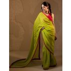 Green Gota Work Organza Saree with Blouse - Set of 2
