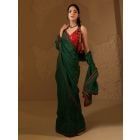 Dark Green Gota Work Organza Saree