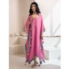 Pink Crepe Gota Work Kaftan