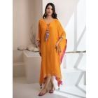Orange Crepe Gota Work Kaftan
